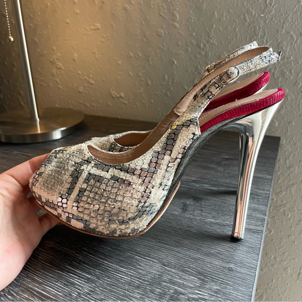 Enrico Cuini Slingback Snake Platforms